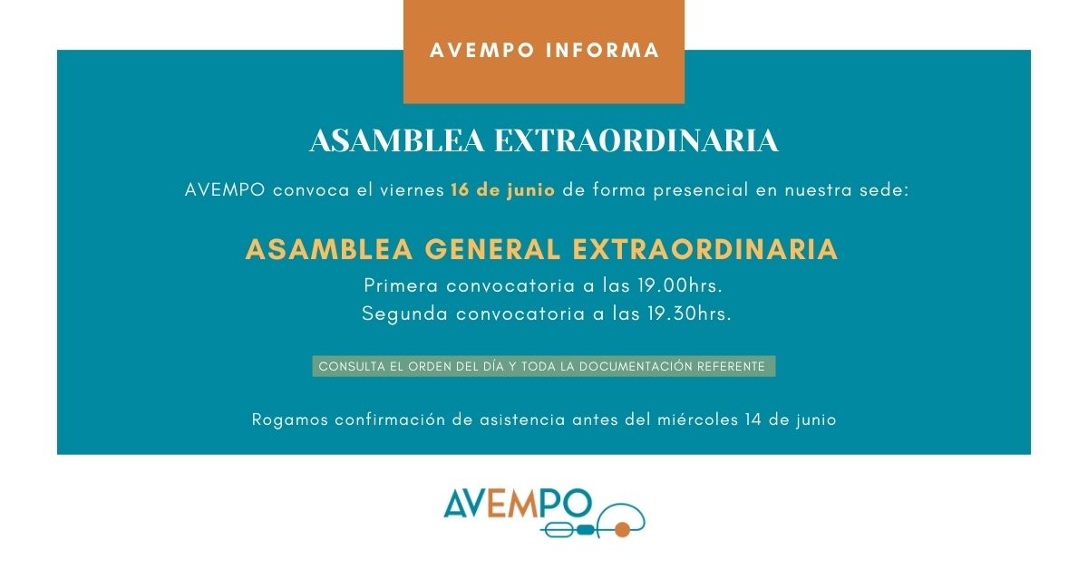 AVEMPO convoca Asamblea General Extraordinaria 2023